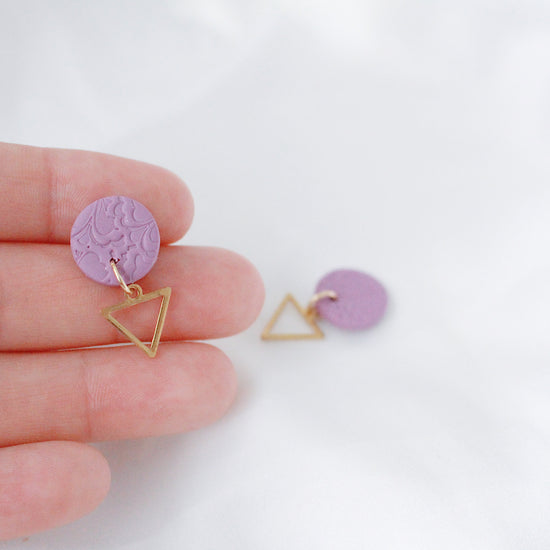 Purple floral texture: M studs with charms