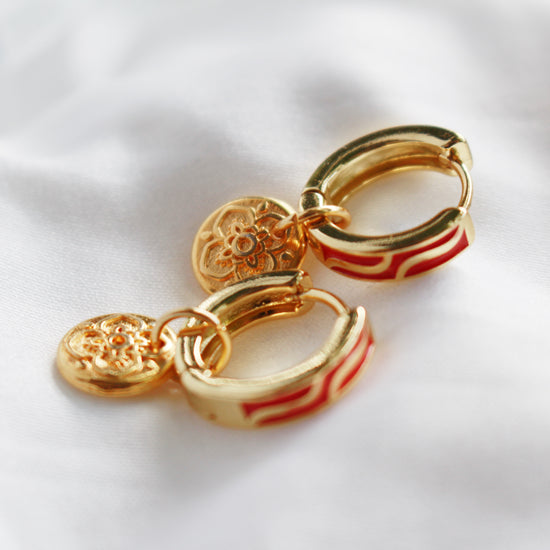 Mini enamel hoops with floral charm