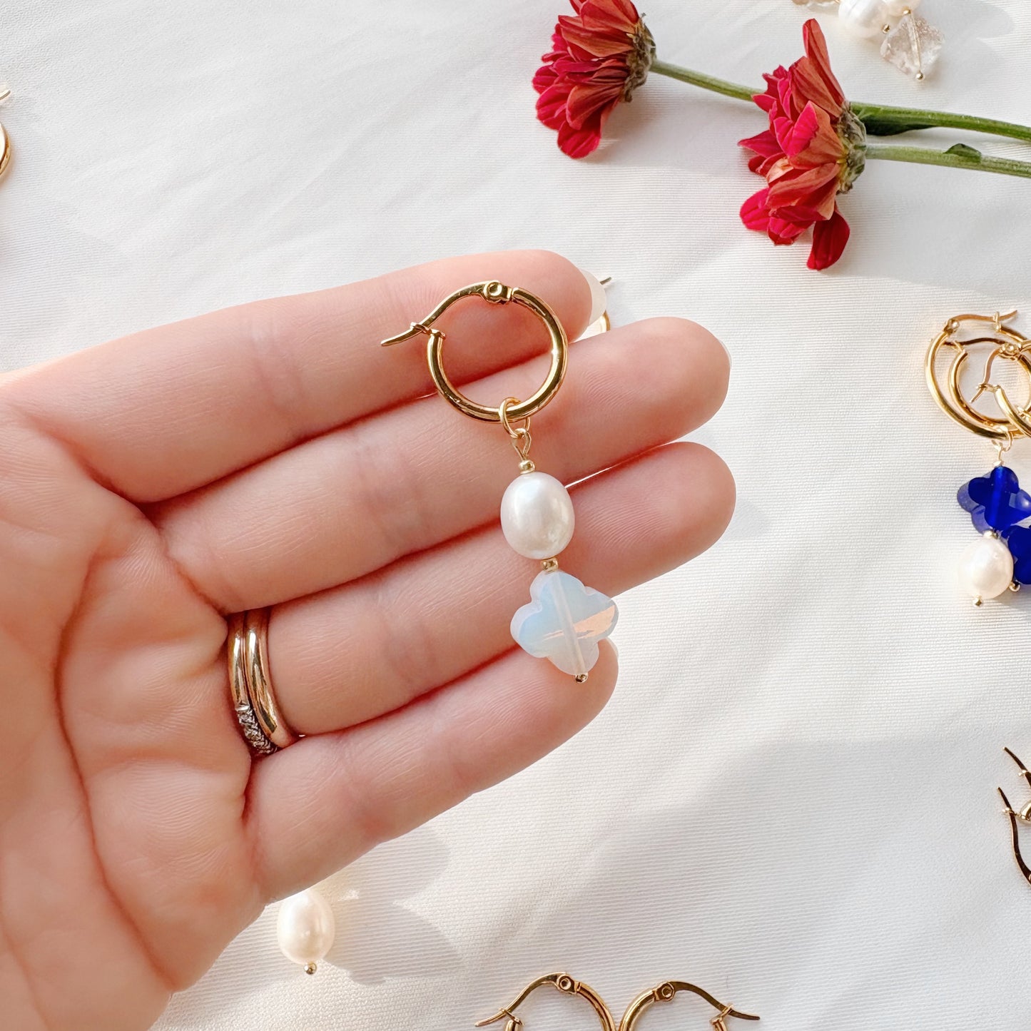 Lucky charm hoops: OPAL