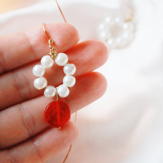 Winterberry charms - pearls and coinbead