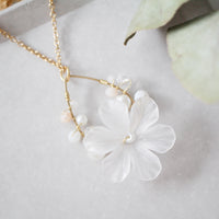 White floral necklace