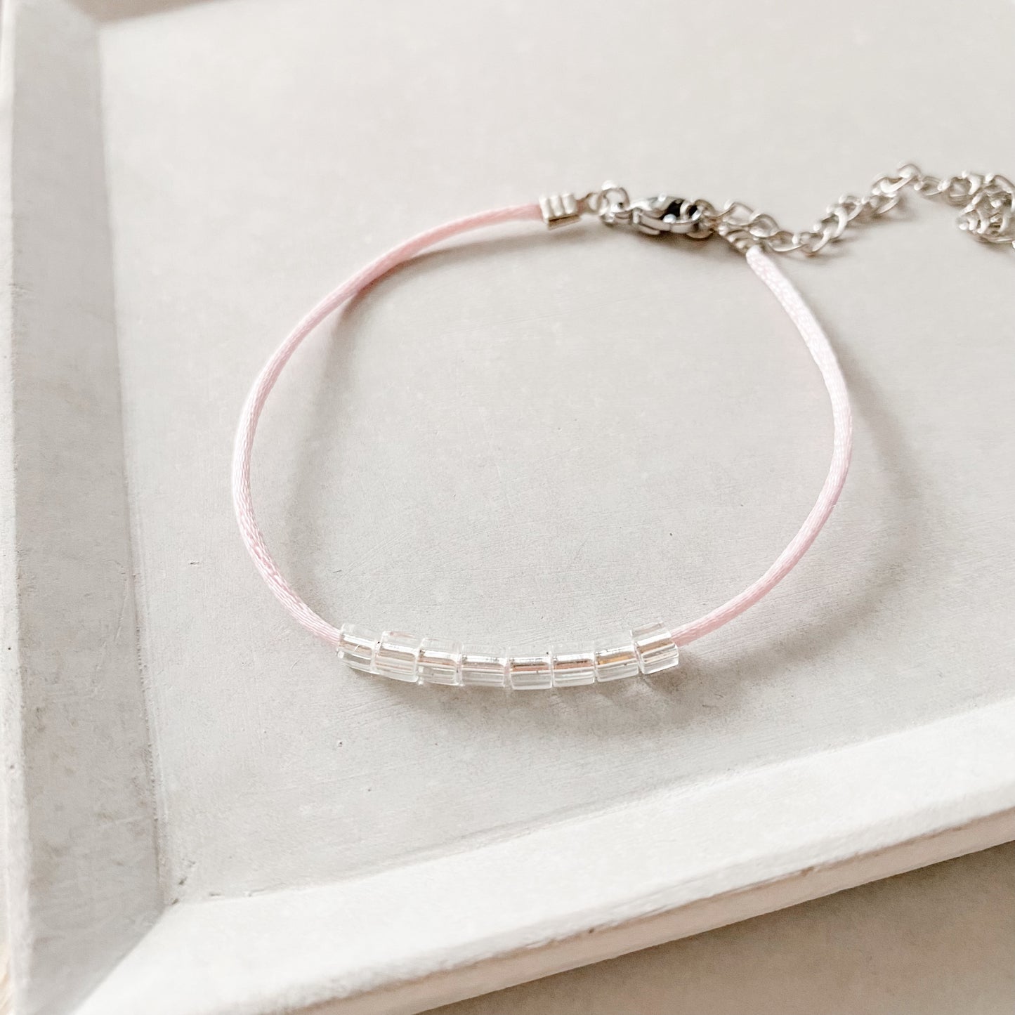 Pink glass square bracelet